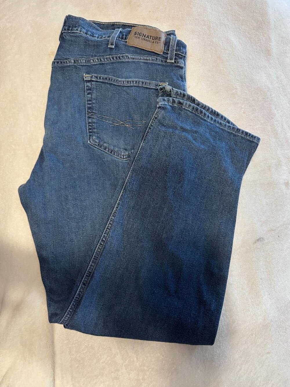 Signature Levi Strauss S61 Relaxed Jeans  40 x 32 Denim Mens Pant Blue #1
